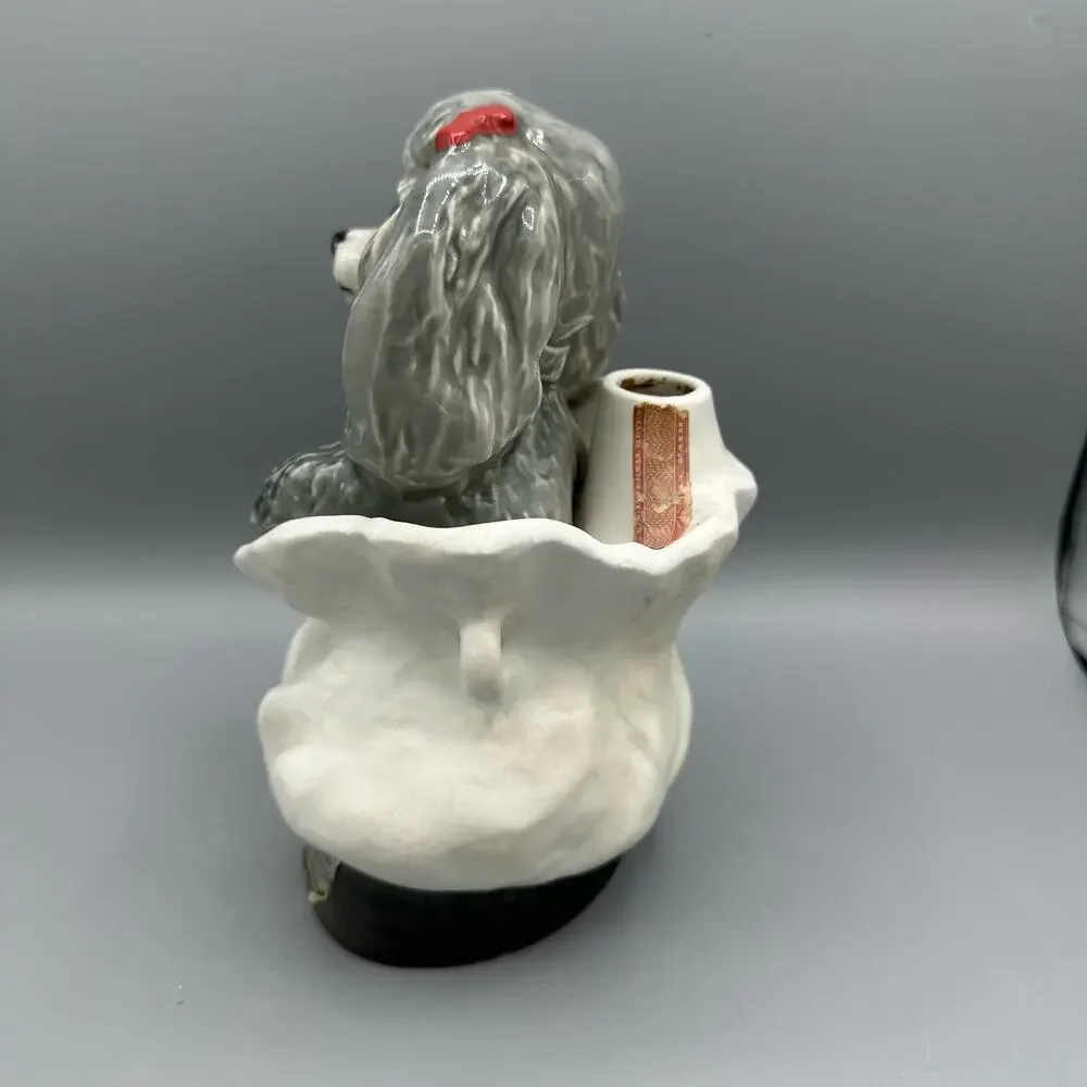 Vintage Jim Beam Tiffany Poodle Decanter 1973 WITH Original RED Bow